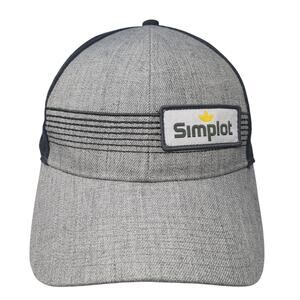 Simplot Strapback Baseball Cap Gray One Size Adjustable Embroidered 6 Panel